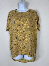 LuLaRoe Womens Size XXS Yellow Floral Relaxed Fit Irma T-shirt Short Sleeve