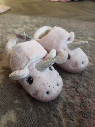 Pink glittery unicorn slippers