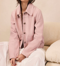 Womens Oversized Pink Suede