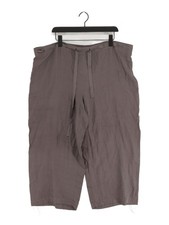 Eileen Fisher Women's Trousers L Grey Silk with Cotton Wide-Leg Cropped