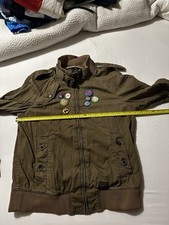 G Star Raw 3301  Military Jacket Sand Large Badges Buckles Slim Fitting Retro