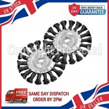 TWO TWISTED KNOT WIRE WHEELS 4" 100MM BRUSH FOR ANGLE GRINDER CLEAN REMOVE RUST