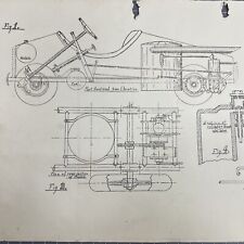 VINTAGE 1950s Isometric Sketch Drawing Steam Engine Car Motor Mancave Tech Art