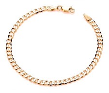 9ct Yellow Gold on Silver 7.5 inch Ladies Solid Curb Bracelet