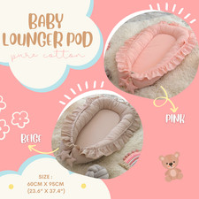 Baby Lounger Pod Newborn Cotton Cushion Supervised Play & Rest Pink/Beige UK