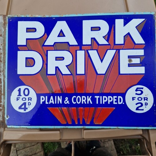 Vintage enamel sign park - enamel,