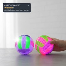 2 Pack Light Up Squeaky Dog Balls - Durable, Bouncy, Flashing LED Dog Toys fo...