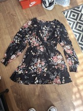 Beautiful Black Floral Dress Size Large/14 New!