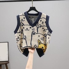 Women Girl Knit Sweater Vest, Animal Patterns Comfortable Soft Touch Fashion