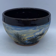 Hand painted Scenery on a pottery Bowl. Marked TLL