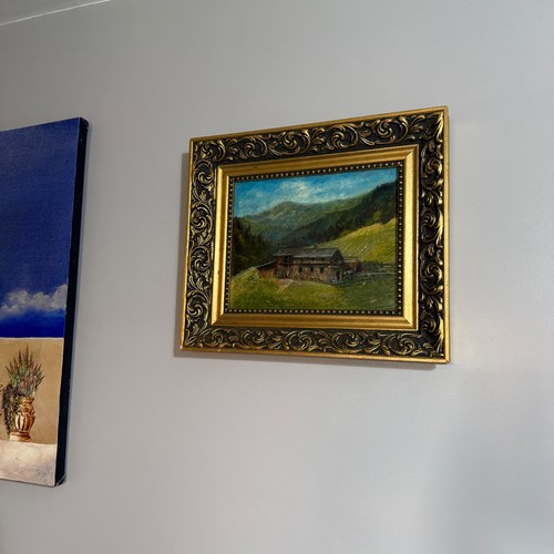 Vintage mountain landscape - mountain, oil