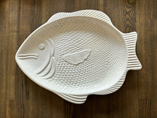 White ceramic fish - white,