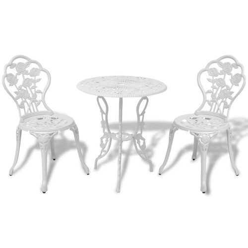Bistro set 3pc white cast - set,
