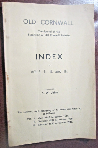 Old cornwall journal index - index, to
