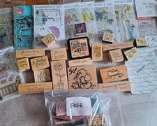 JOBLOT BUNDLE  OF ASSORTED CRAFT STAMPS + TIM HOLTZ DISTRESS INK PAD