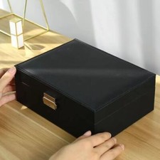 2 Layer Large Jewellery Boxes Leather Storage Case Rings Necklaces Organizer UK