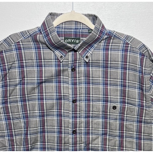 Orvis mens plaid button - plaid,