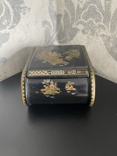 Vintage Japanese Painted Lacquered Metal Cigarette Box Trinket Jewellery Storage