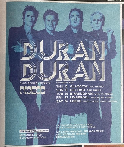 Duran live - uk, dates