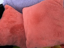 Cushions- pair (orange colour feather stuffing)
