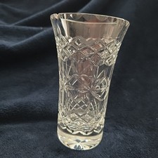 Vtg Retired Heavy Edinburgh Cut Lead Crystal Tumbler Flower Vase 5 1/2” Signed