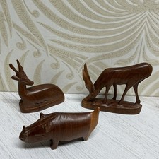 3 Vintage 1960s Wooden African
