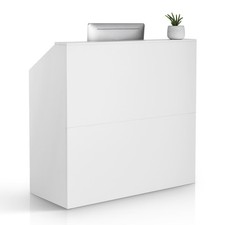 VEVOR Reception Desk Rectangular Front Counter Table 46.46 in White Office Table