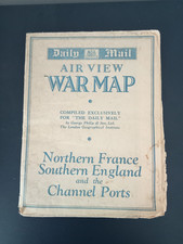 Daily Mail Air View War Map Northern France Southern England and Channel Ports
