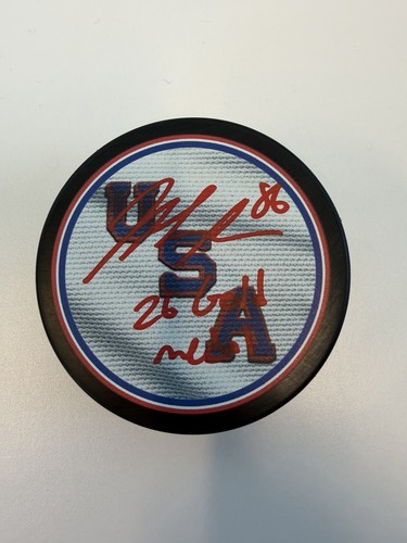 Jack hughes signed puck 26 - puck, “26