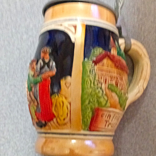 German ceramic beer stein with - german,