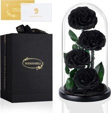 4 Forever Real Rose in a Glass Dome, Eternal Black Roses Flowers Preserved for 5