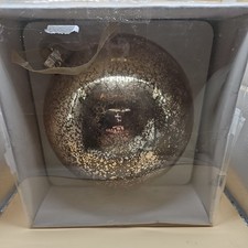 Large Gold Glass Crackle Glaze Pattern Christmas Bauble - 15 cm diameter