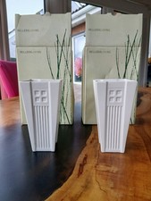 Pair White 6" Belleek Inspired Vases Boxed