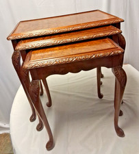 Antique  Walnut Burr Nest Of Tables