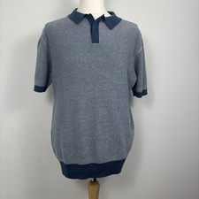 Tu Man Blue Textured Knit Polo