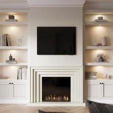 Cream Fire Surround and Electric Fire with Logs - AmberGlo AGL087