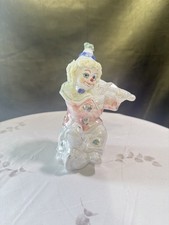 Vintage Clown with Violin Figurine 14.5cm – Retro Hand Painted Ceramic Decor