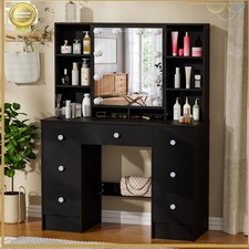 Black Vanity Makeup Table Set