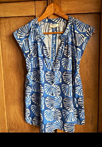 Next blue white shell print - white,