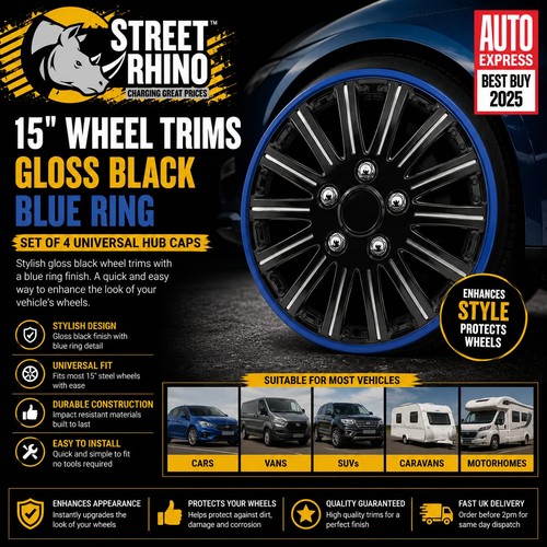 Wheel trims gloss - 15", black