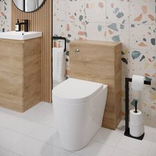 Wood Back to Wall Toilet Unit & Bordeaux Toilet - 500mm Single Flush Modern