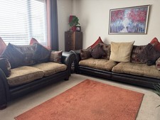 DFS Leather/Fabric 4 & 2 Seater Sofa Set