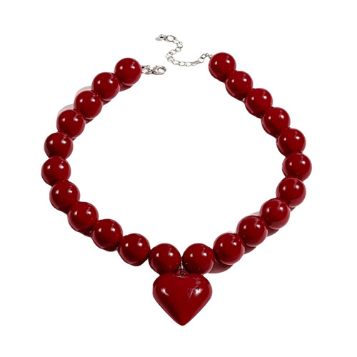 Beaded necklace heart pendant - necklace,