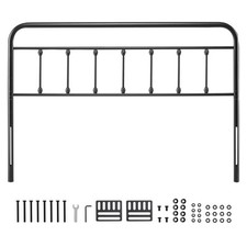 Metal Headboard for Queen Size Bed Ideal for Bedroom Hotel Dormitory Black