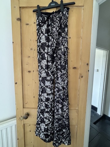Black and silver sequin flares - black,