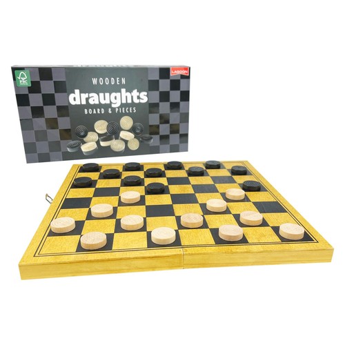 Draughts set wooden board - wooden, &