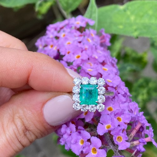 Emerald diamond cluster - emerald, &