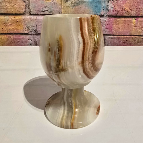 Onyx stone goblet cup white - white, &