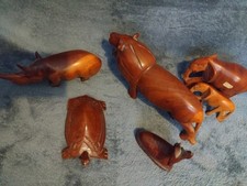 Hand Carved Kenya Wooden Safari Animals X 6