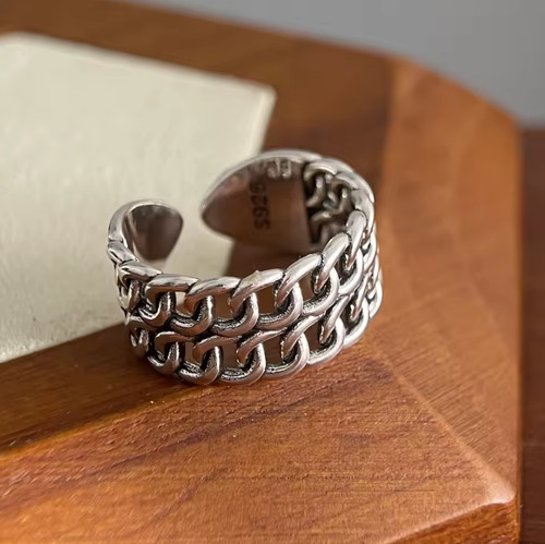 925 sterling silver chain - silver, ring